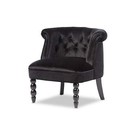 Baxton Studio Flax Victorian Style Black Velvet Upholstered Vanity Chair 119-6375
